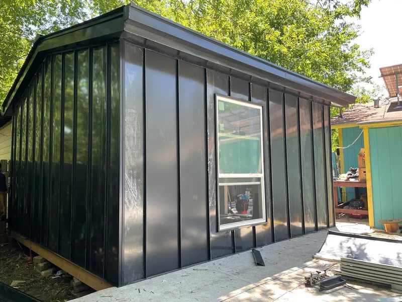 Black standing seam metal wall panels for Metal Roof Installation in Hopewell